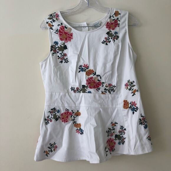 Sundance Peplum Embroidered Sleeveless Blouse Size M - Picture 8 of 10